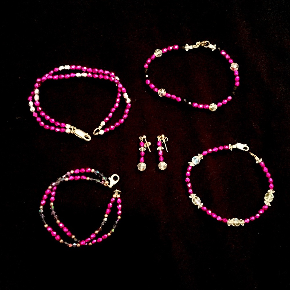 For the Magenta/Pink lover bracelets and earrings